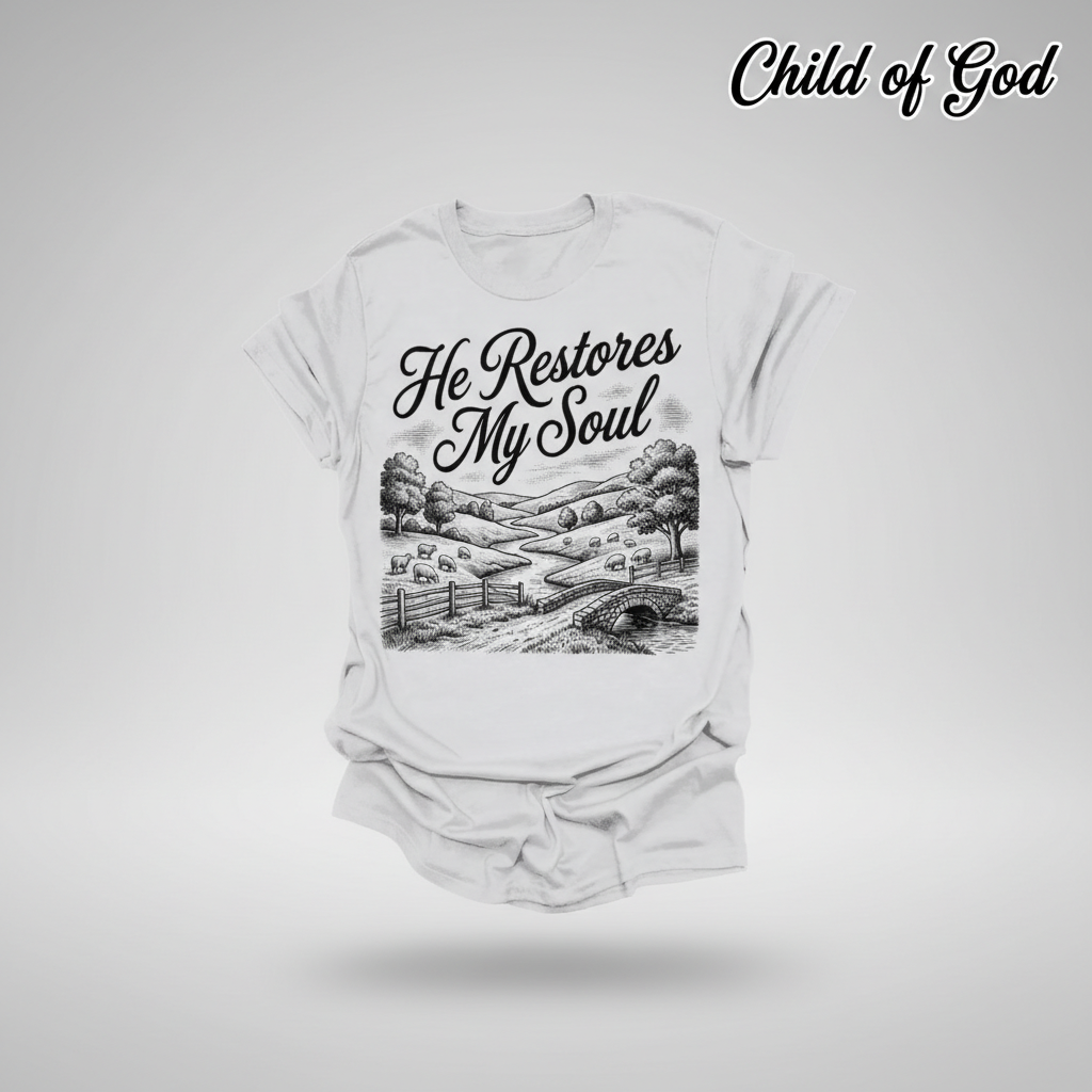 He Restores My Soul T-Shirt_3d_float