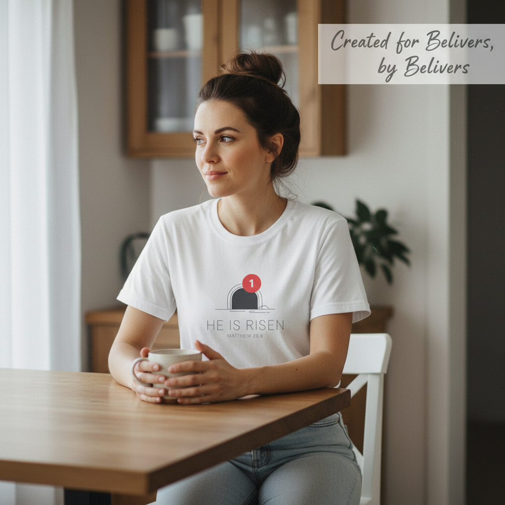 He Is Risen Notification T-Shirt__use