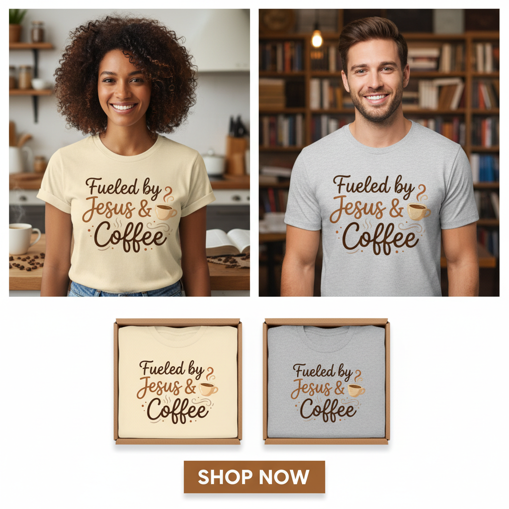 Fueled by Jesus & Coffee T-Shirt_dual_model_life