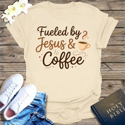 Fueled by Jesus & Coffee T-Shirt_triple_model