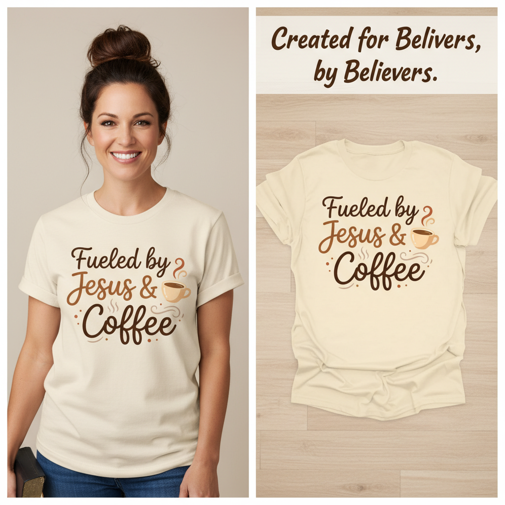 Fueled by Jesus & Coffee T-Shirt_model_flat