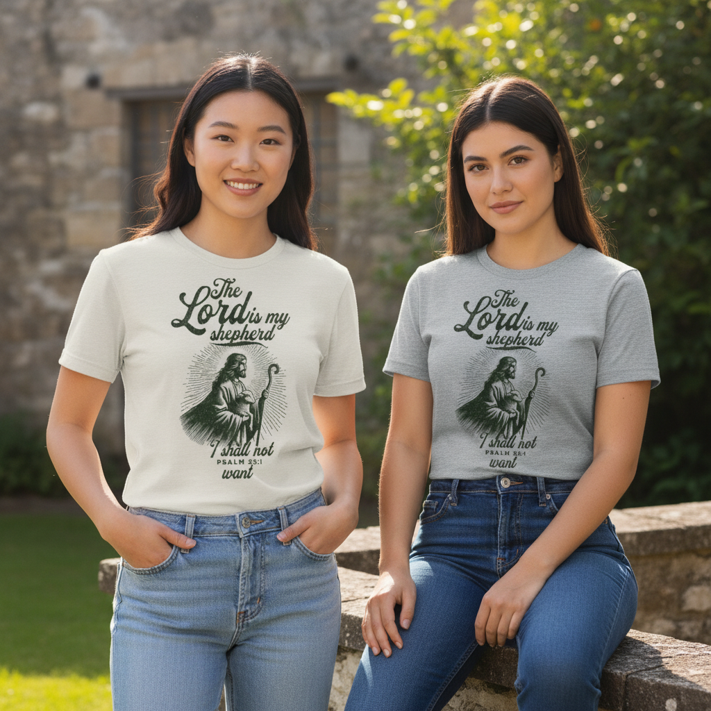 The Lord Is My Shepherd T-Shirt_dual_model_life