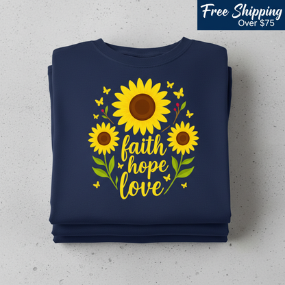 Faith Hope Love Sunflower T-Shirt_stacked_flatlay