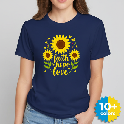 Faith Hope Love Sunflower T-Shirt_badge