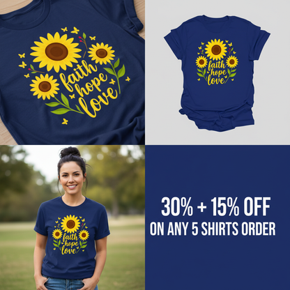 Faith Hope Love Sunflower T-Shirt_4_panel