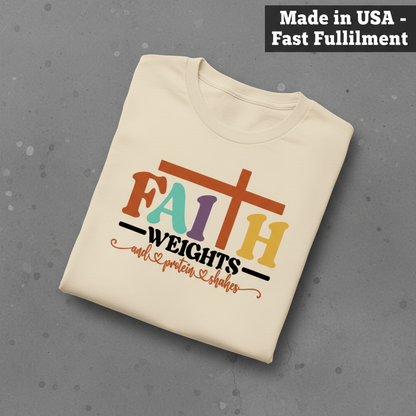 Faith and Protein Shakes T-Shirt_fold_tilt