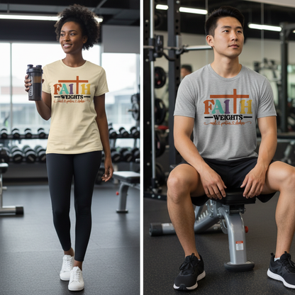 Faith and Protein Shakes T-Shirt_dual_model_life