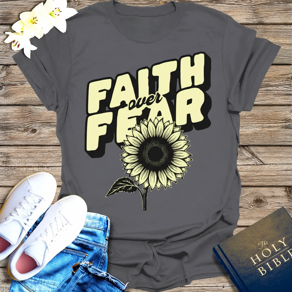 Faith Over Fear Sunflower T-Shirt_triple_model