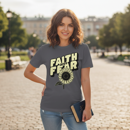 Faith Over Fear Sunflower T-Shirt_dual_model_life