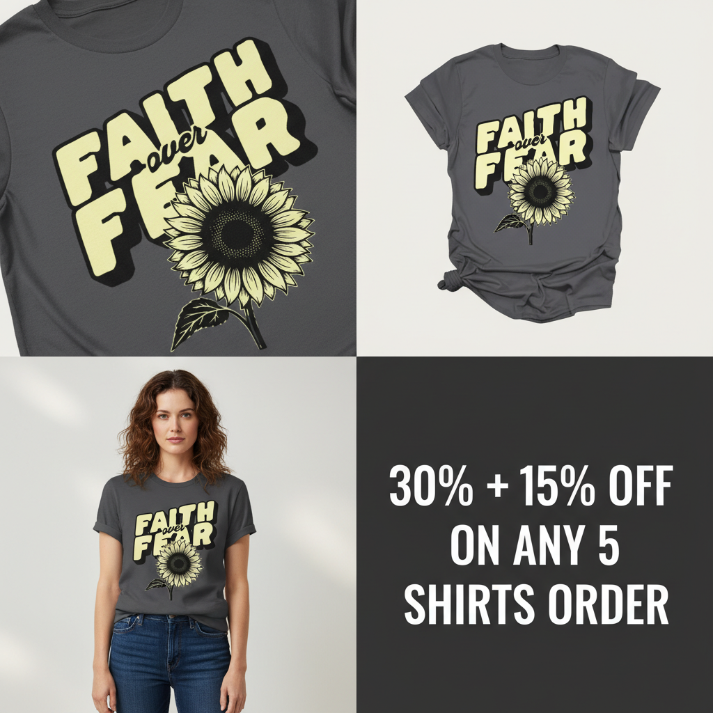 Faith Over Fear Sunflower T-Shirt_4_panel
