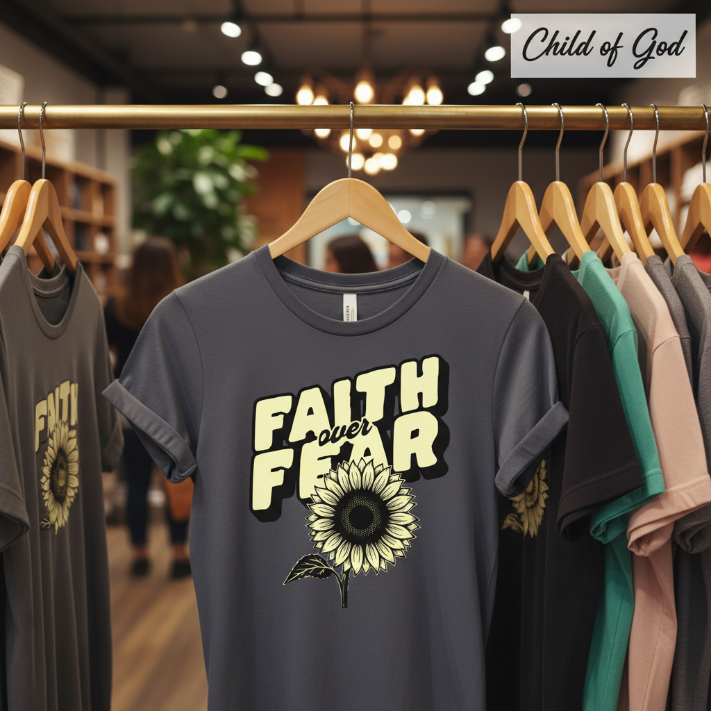 Faith Over Fear Sunflower T-Shirt_boutique_rack