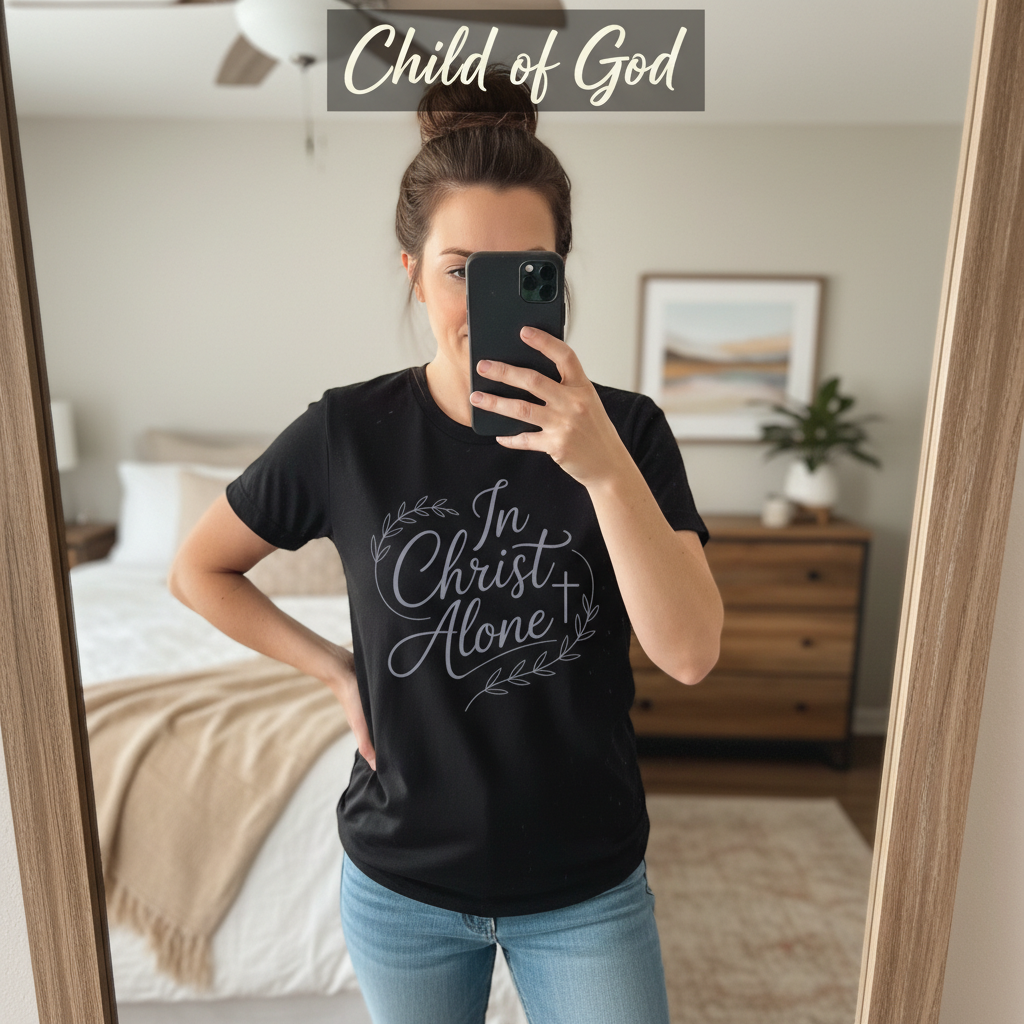 In Christ Alone T-Shirt_mirror_selfie