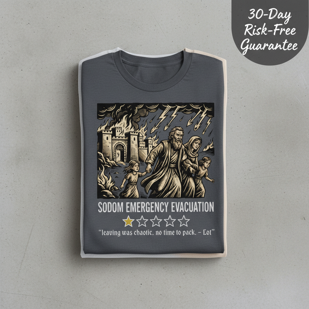 Sodom Emergency Evacuation T-Shirt_stacked_flatlay