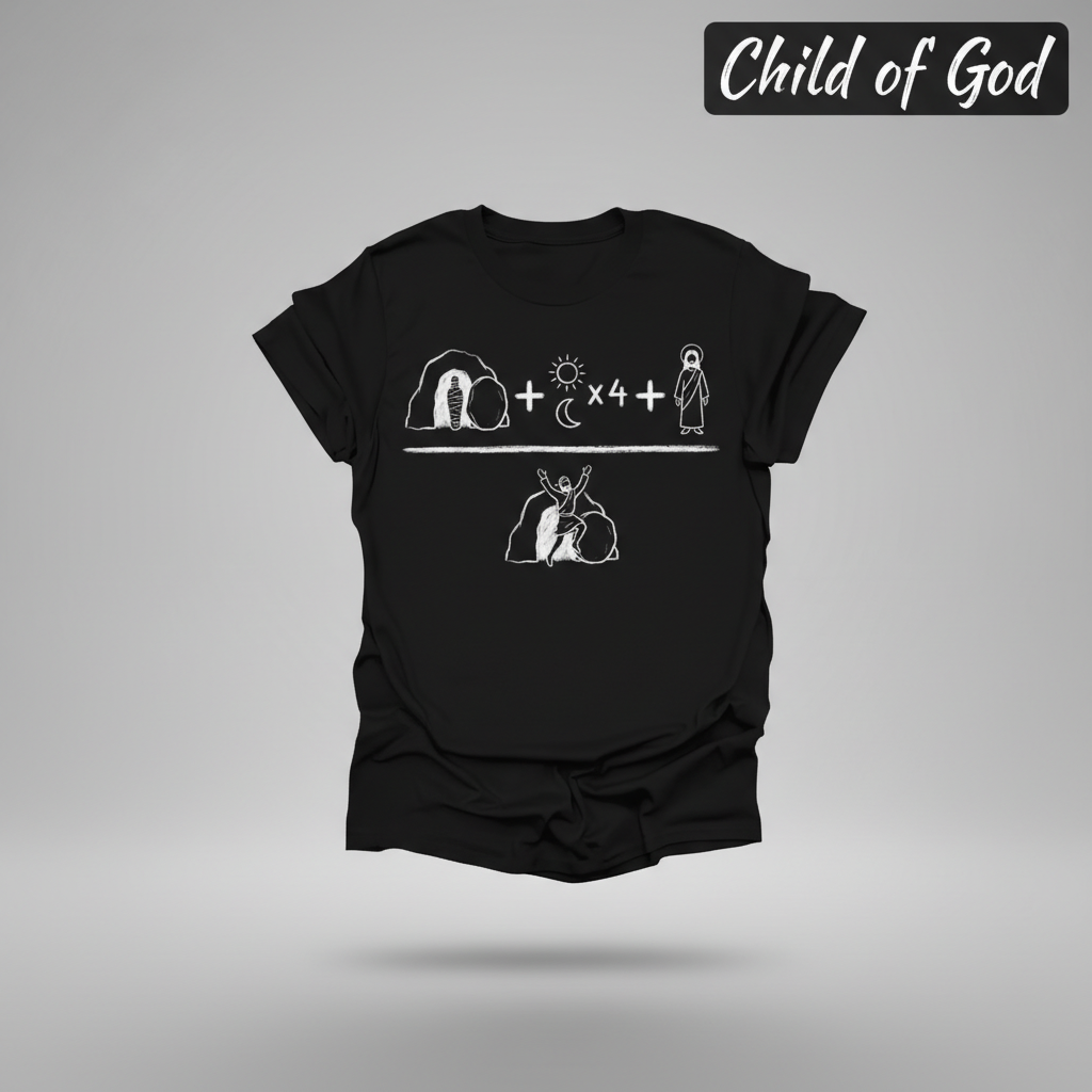 He Is Risen Equation T-Shirt_3d_float