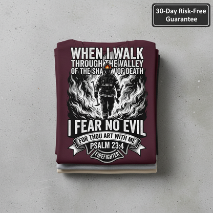 Fear No Evil Firefighter T-Shirt_stacked_flatlay