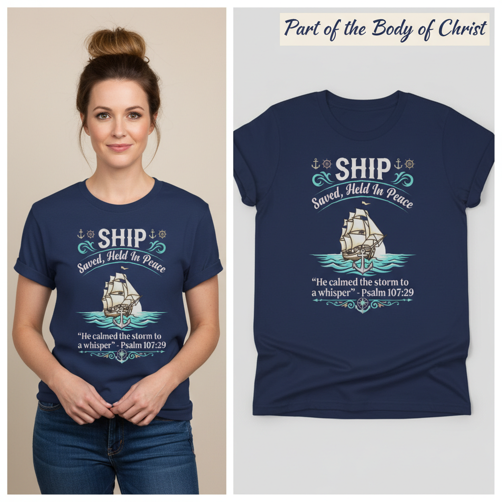 Saved Ship Peace T-Shirt_model_flat