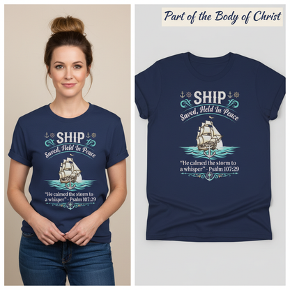 Saved Ship Peace T-Shirt_model_flat
