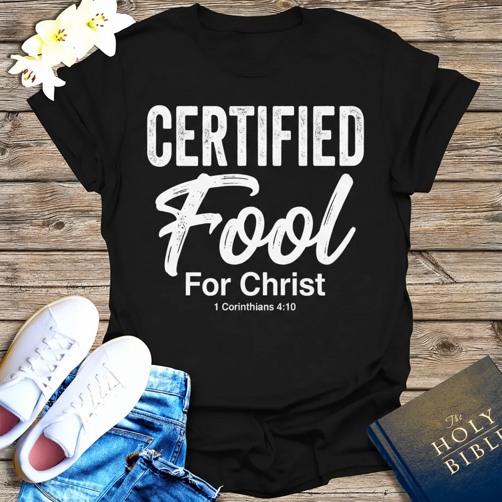 Certified Fool for Christ T-Shirt_triple_model