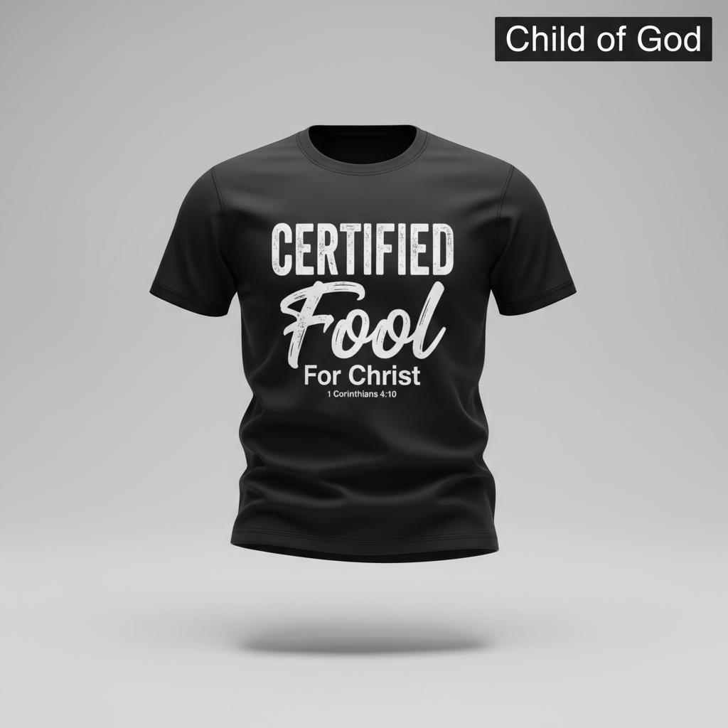 Certified Fool for Christ T-Shirt_3d_float