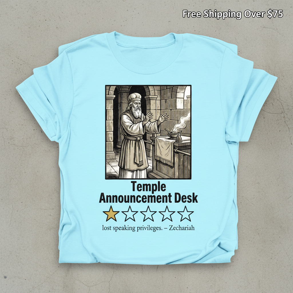 Temple Announcement Desk T-Shirt_stacked_flatlay