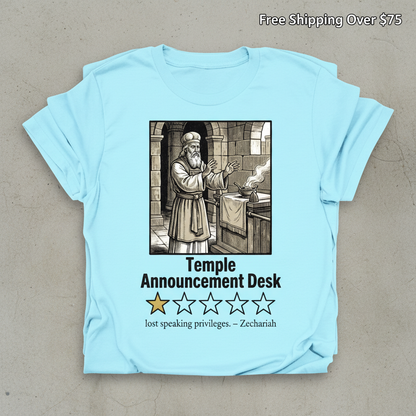 Temple Announcement Desk T-Shirt_stacked_flatlay