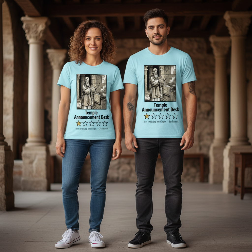 Temple Announcement Desk T-Shirt_dual_model_life