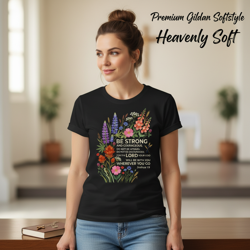 Floral Courage Scripture T-Shirt__space