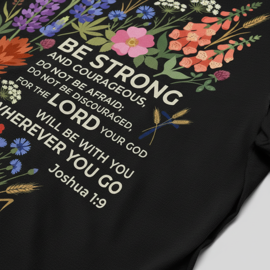Floral Courage Scripture T-Shirt__detail
