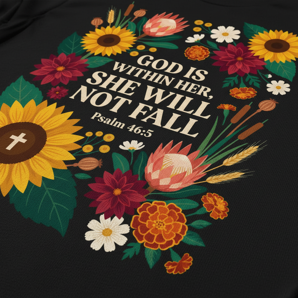 She Will Not Fall T-Shirt__detail