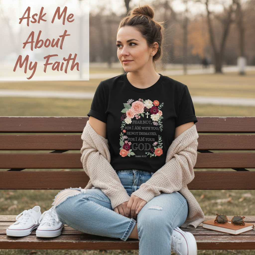 Fear Not Floral Scripture T-Shirt__pair
