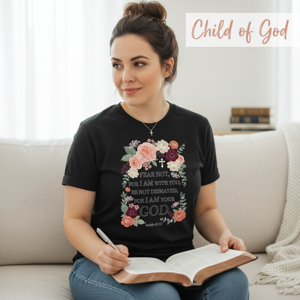 Fear Not Floral Scripture T-Shirt__use
