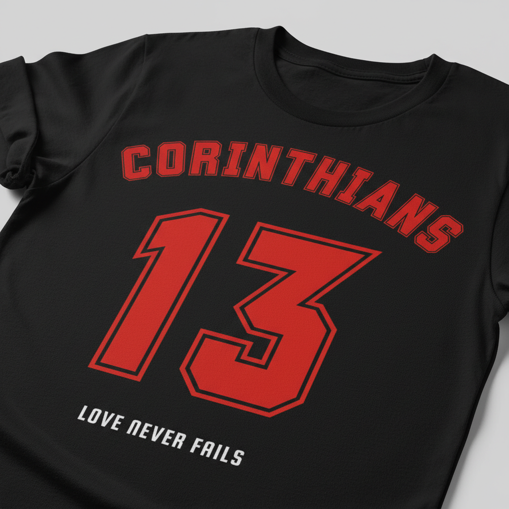 Corinthians 13 Love Never Fails T-Shirt__detail