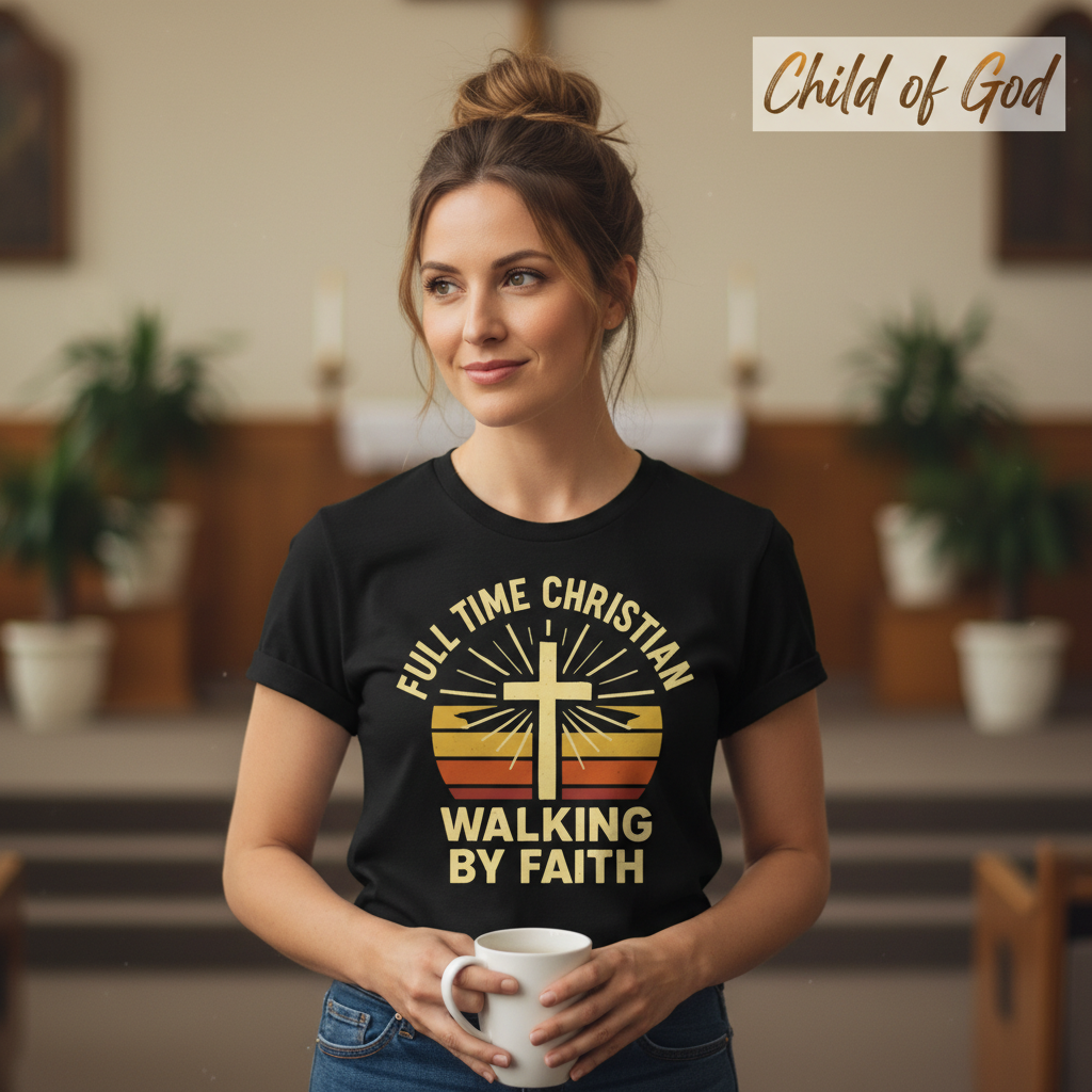 Full Time Christian Walking by Faith T-Shirt__lifestyle