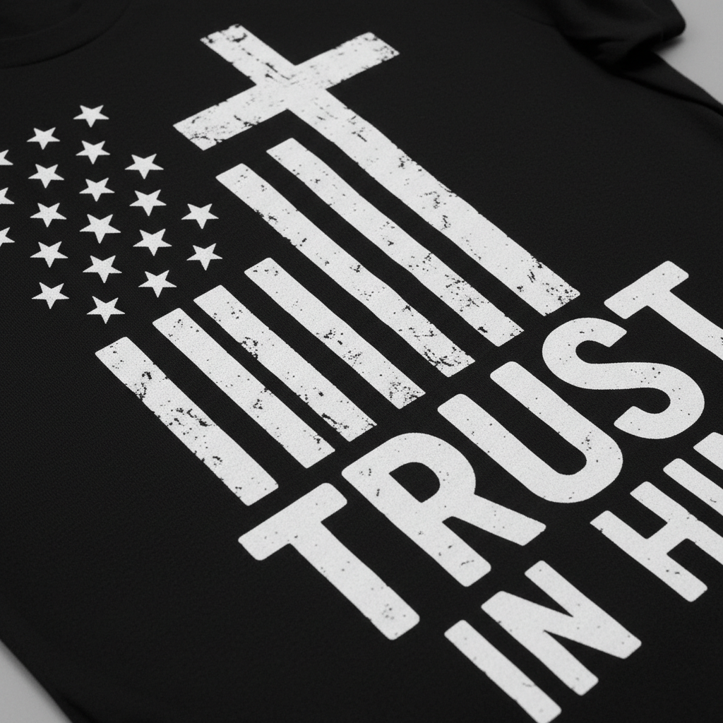 Trust In Him Cross Flag T-Shirt__detail