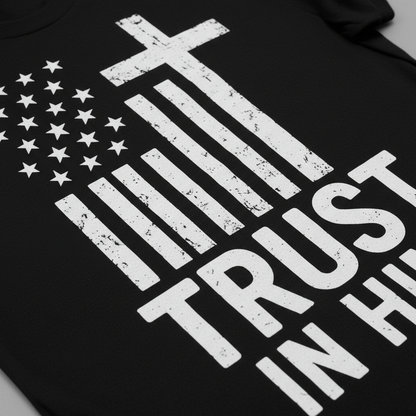 Trust In Him Cross Flag T-Shirt__detail