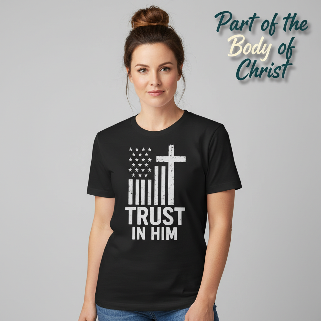 Trust In Him Cross Flag T-Shirt__hero