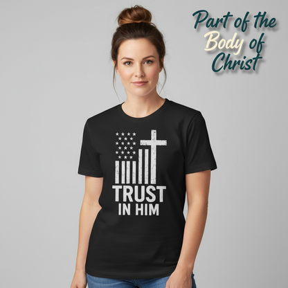 Trust In Him Cross Flag T-Shirt__hero