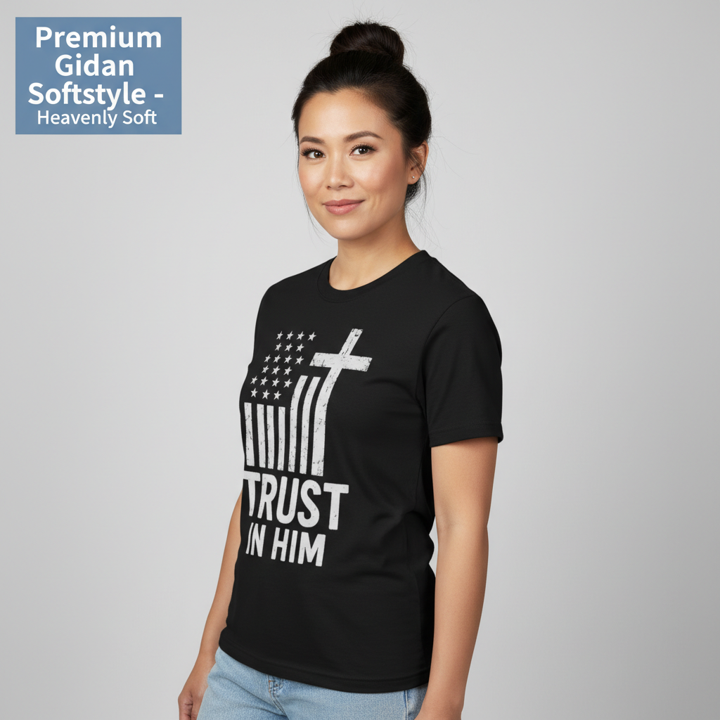Trust In Him Cross Flag T-Shirt__benefit