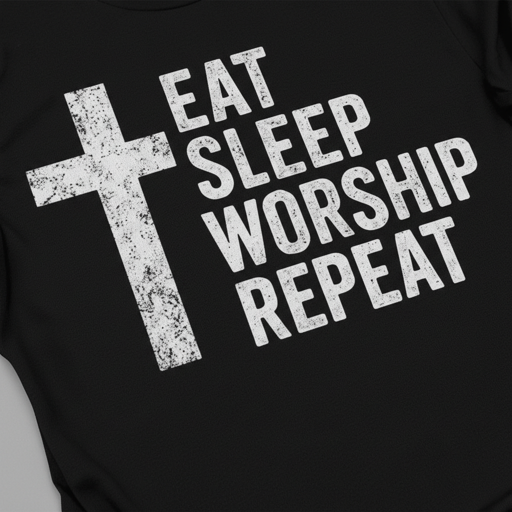 Eat Sleep Worship Repeat T-Shirt__detail