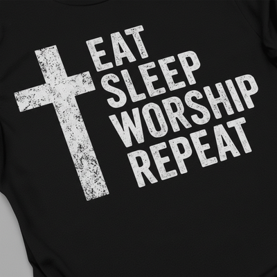 Eat Sleep Worship Repeat T-Shirt__detail