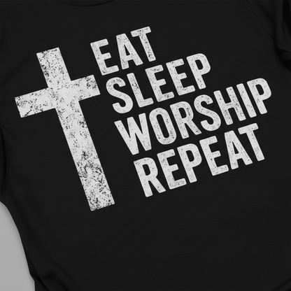 Eat Sleep Worship Repeat T-Shirt__detail
