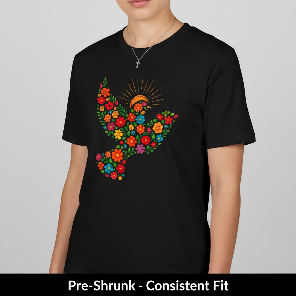 Floral Dove of Peace T-Shirt__space