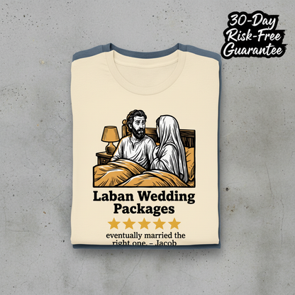Laban Wedding Packages T-Shirt_stacked_flatlay