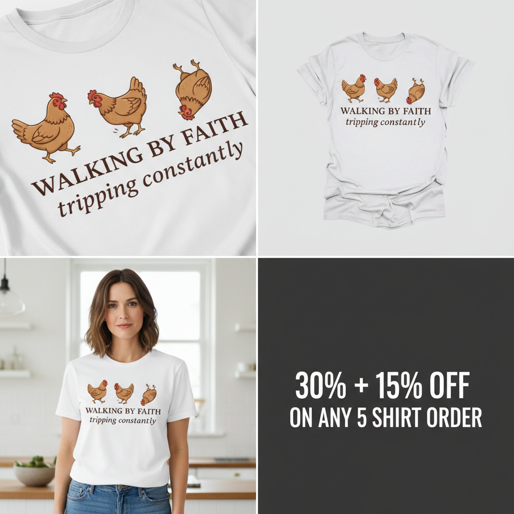 Walking By Faith Chicken T-Shirt_4_panel