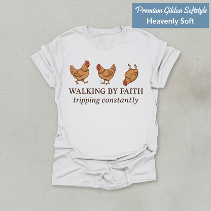 Walking By Faith Chicken T-Shirt_clean