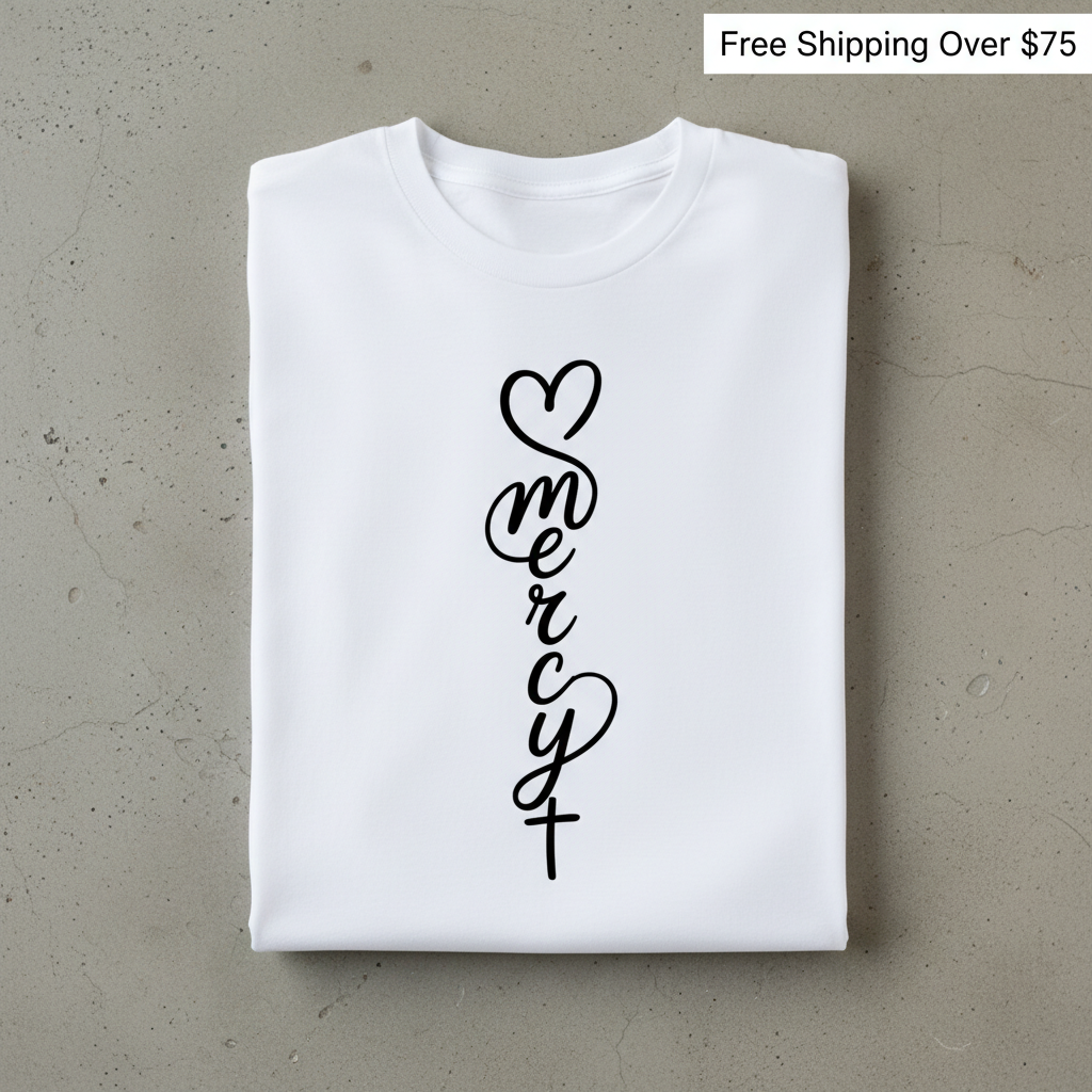 Saved by Mercy T-Shirt_stacked_flatlay