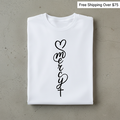 Saved by Mercy T-Shirt_stacked_flatlay