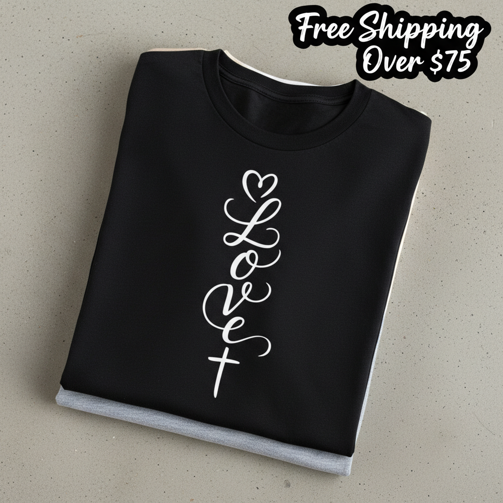 Loved in Christ T-Shirt_stacked_flatlay