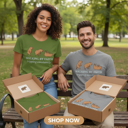 Walking by Faith T-Shirt_dual_model_life