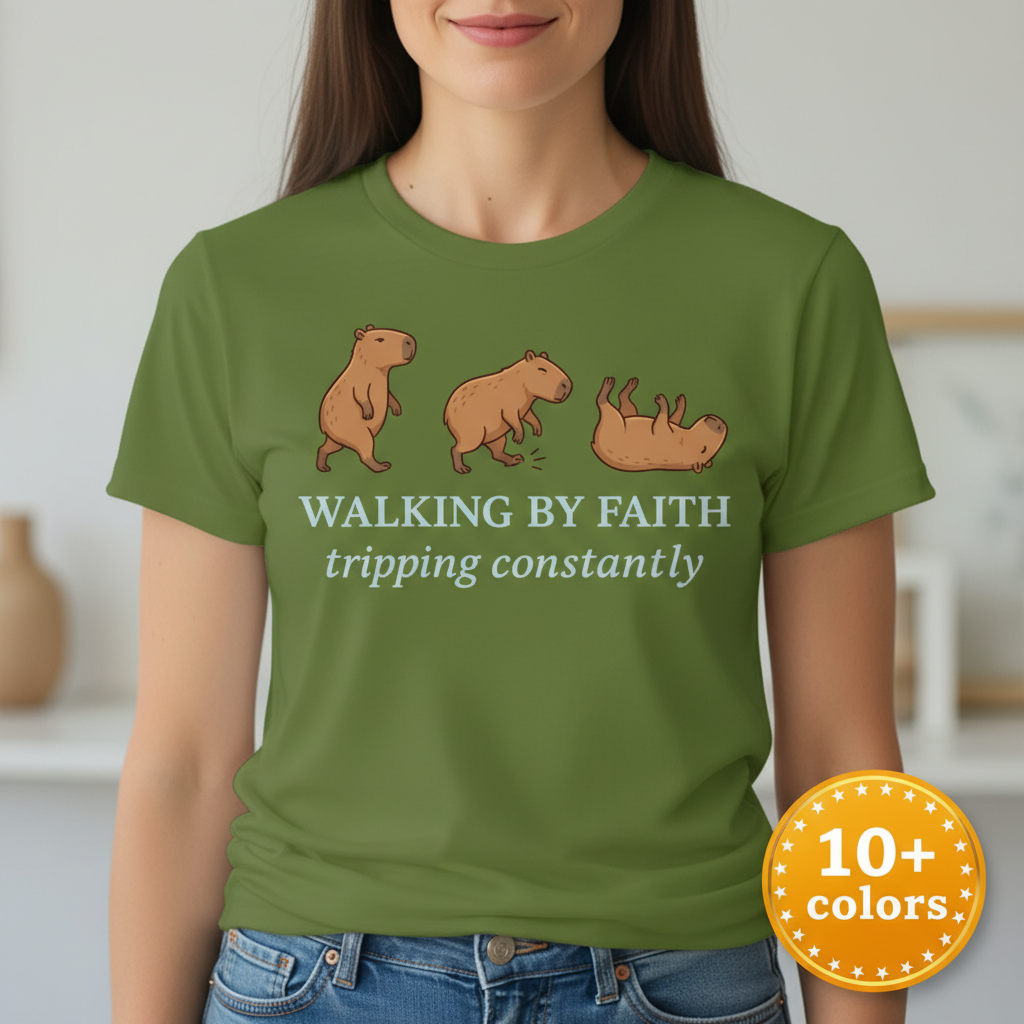Walking by Faith T-Shirt_badge